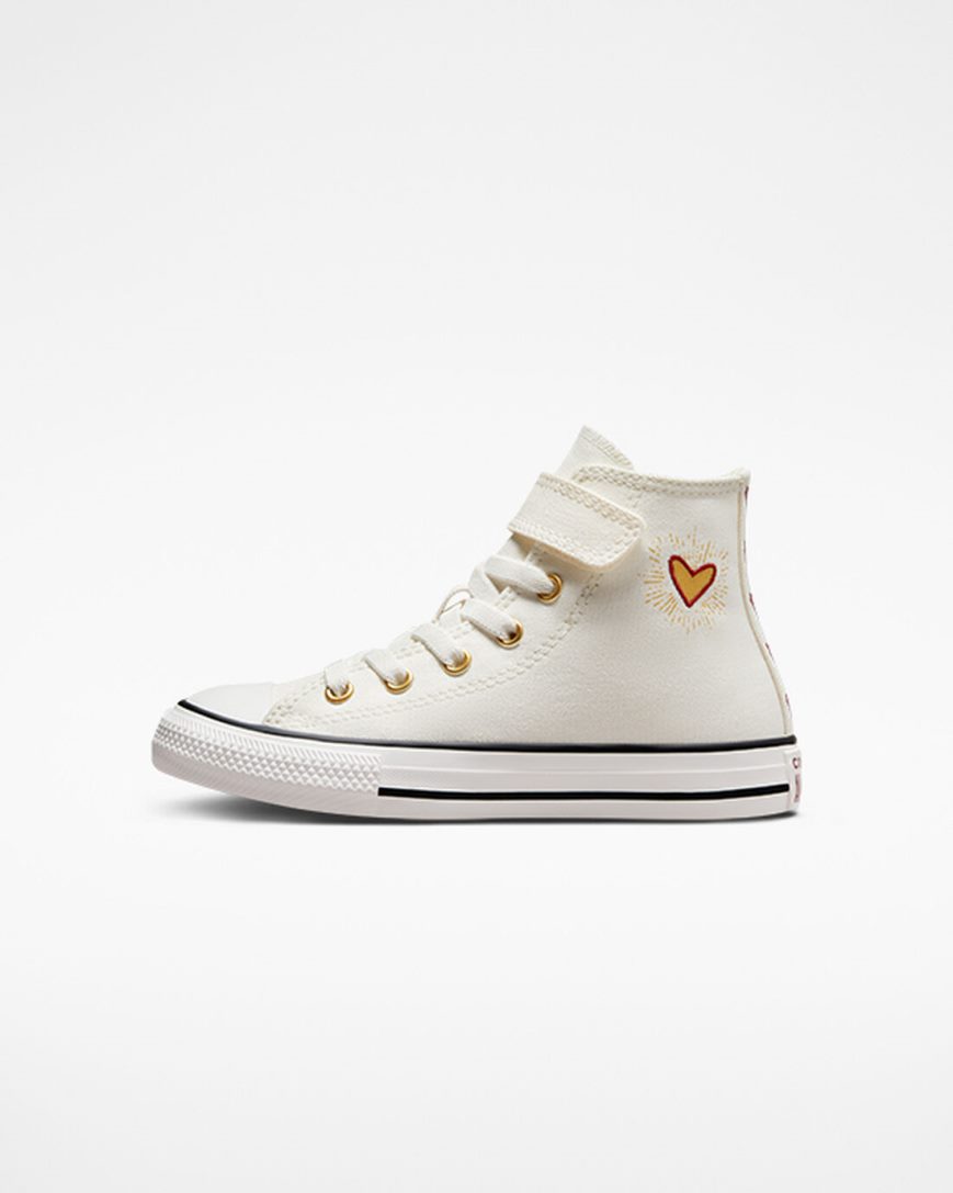 Tenisky Vysoke Converse Chuck Taylor All Star Easy-On Hearts Dievcenske Biele Tmavo Červené | SK PBDHW3